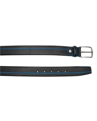 Made in Italy - Cintura uomo in pelle con cucitura a contrasto Nero 2