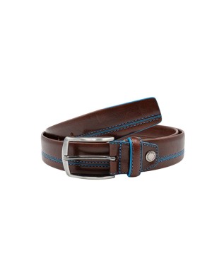 Made in Italy - Cintura uomo in pelle con cucitura a contrasto Cuoio