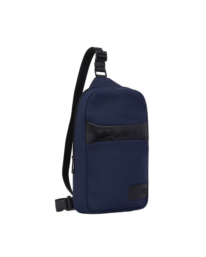 Piquadro  - Zaino monospalla uomo in pelle e tessuto per  iPad®mini