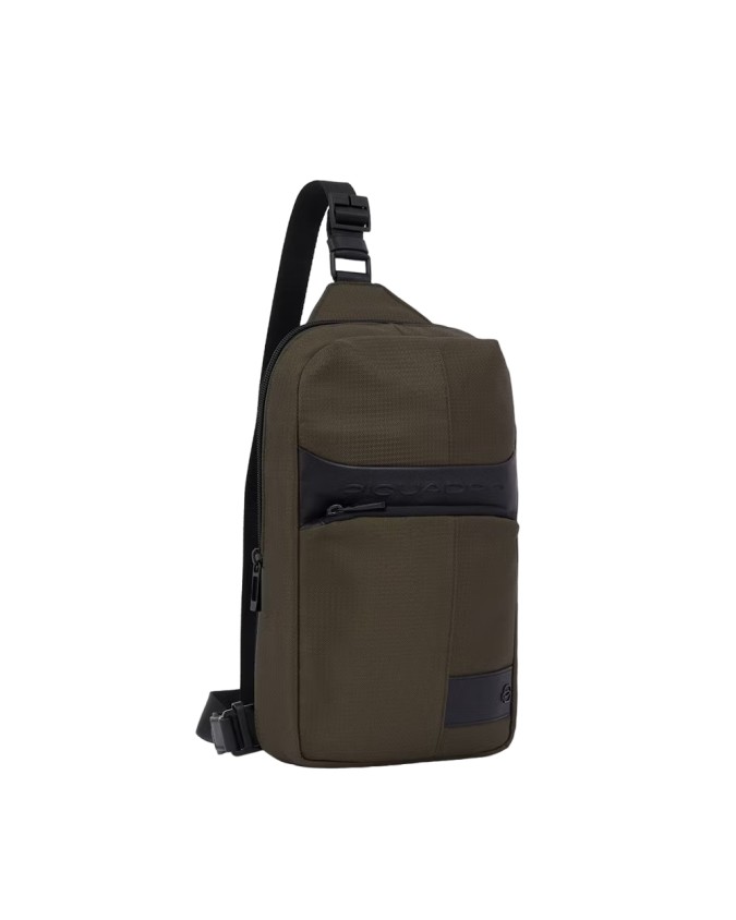 Piquadro  - Zaino monospalla uomo in pelle e tessuto per  iPad®mini