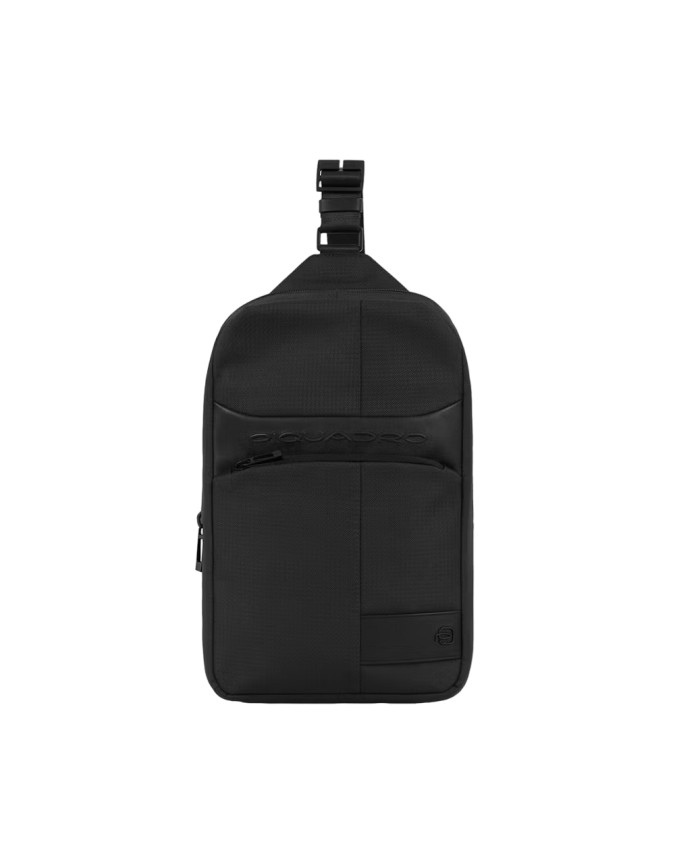 Piquadro  - Zaino monospalla uomo in pelle e tessuto per  iPad®mini
