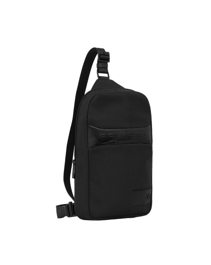 Piquadro  - Zaino monospalla uomo in pelle e tessuto per  iPad®mini