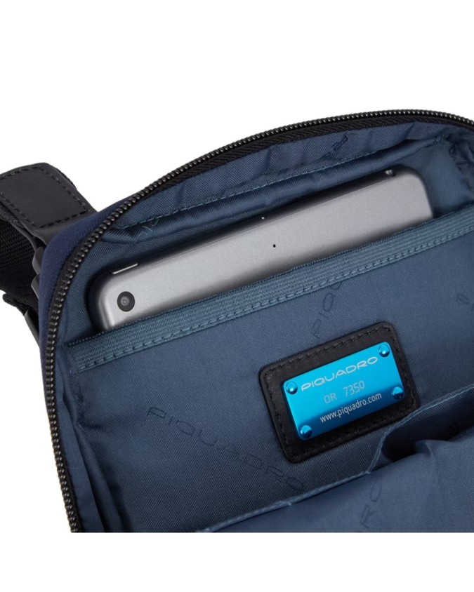 Piquadro - Borsello porta iPad Mini in pelle e tessuto