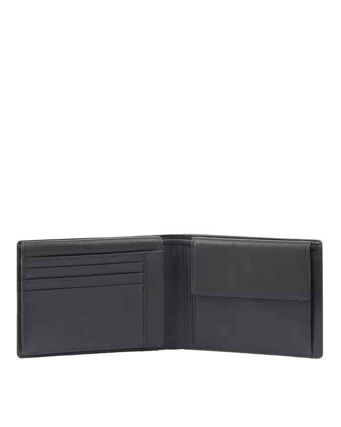 Piquadro - Portafoglio uomo in pelle e tessuto riciclato porta carte di credito