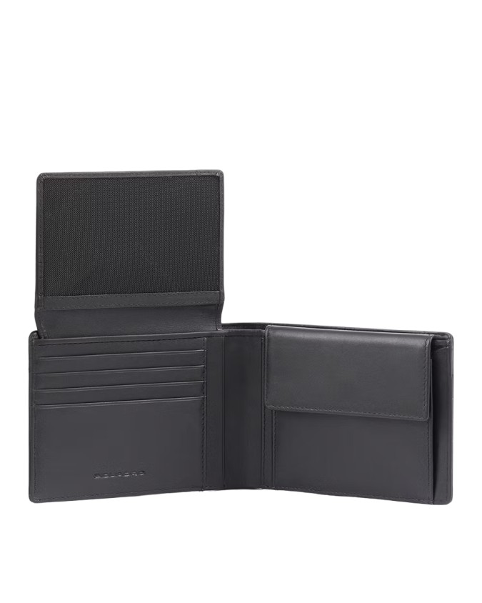 Piquadro - Portafoglio uomo in pelle e tessuto riciclato porta carte di credito