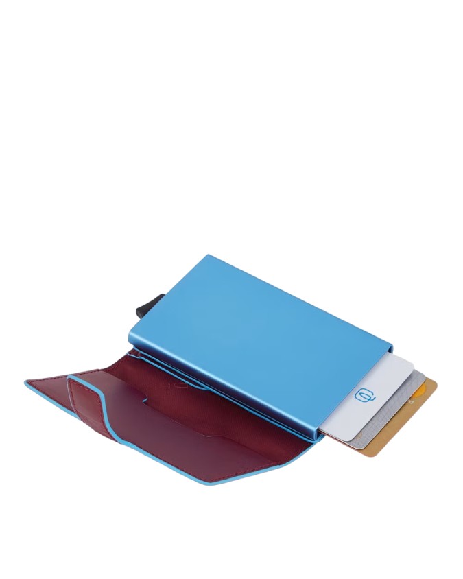 Piquadro - Custodia porta carte di credito uomo in pelle e metallo