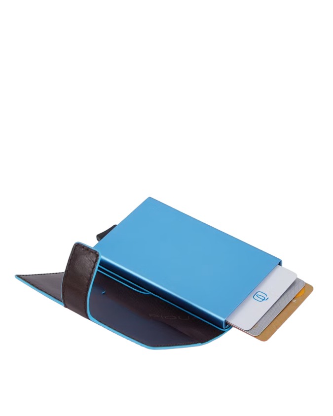 Piquadro - Custodia porta carte di credito uomo in pelle e metallo