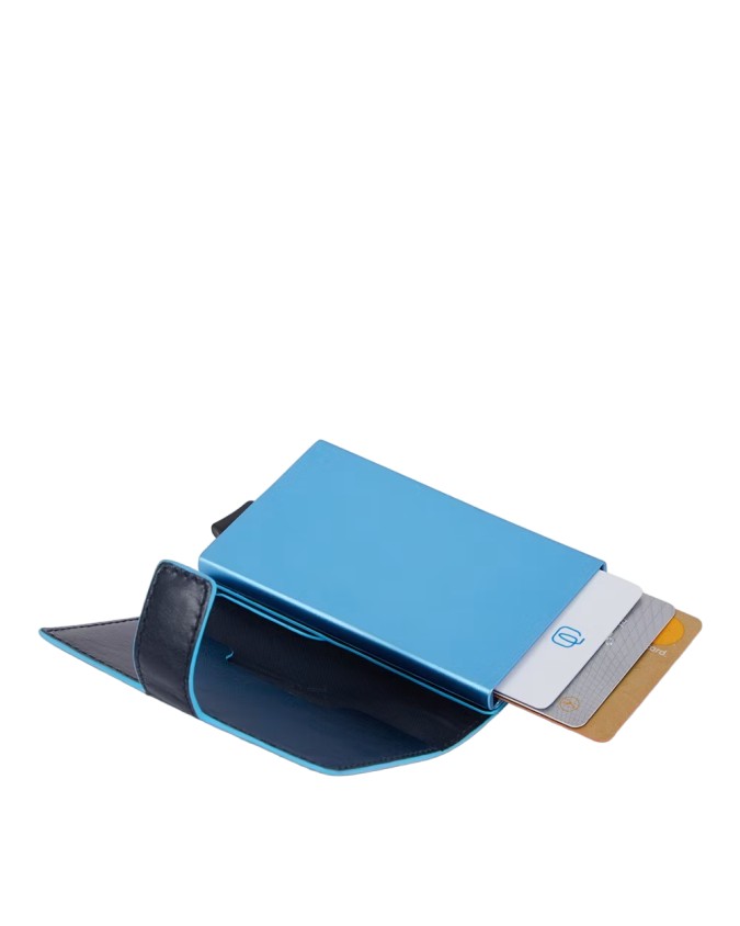 Piquadro - Custodia porta carte di credito uomo in pelle e metallo