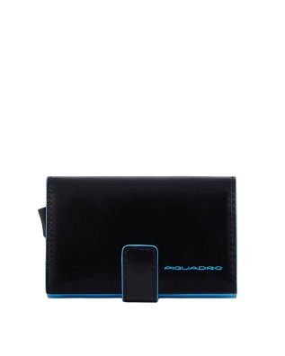 Piquadro - Custodia porta carte di credito uomo in pelle e metallo