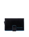 Piquadro - Custodia porta carte di credito uomo in pelle e metallo