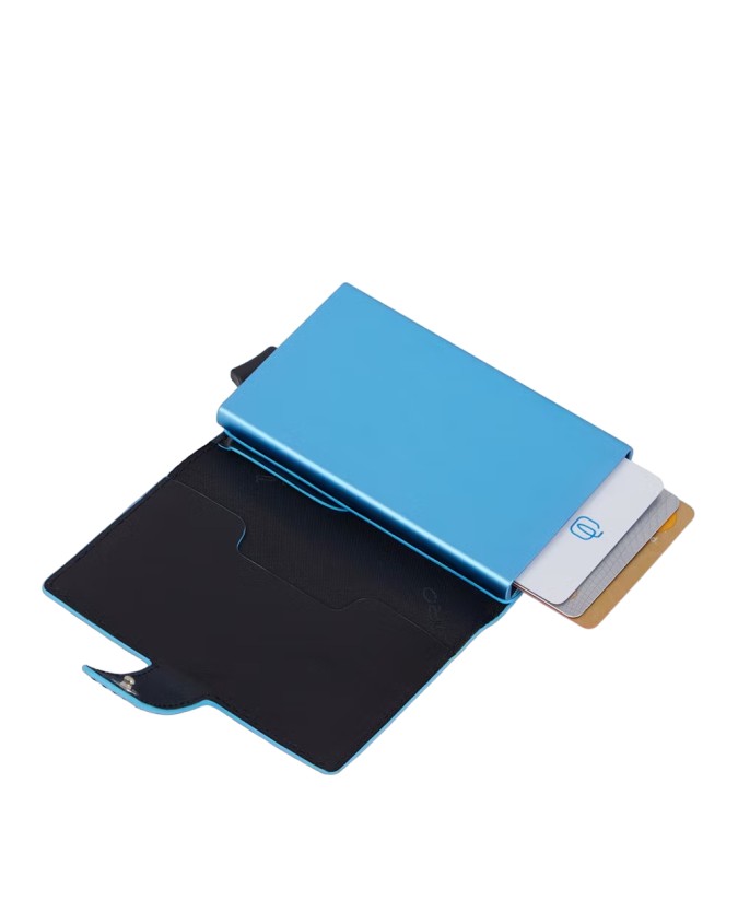 Piquadro - Custodia porta carte di credito uomo in pelle e metallo