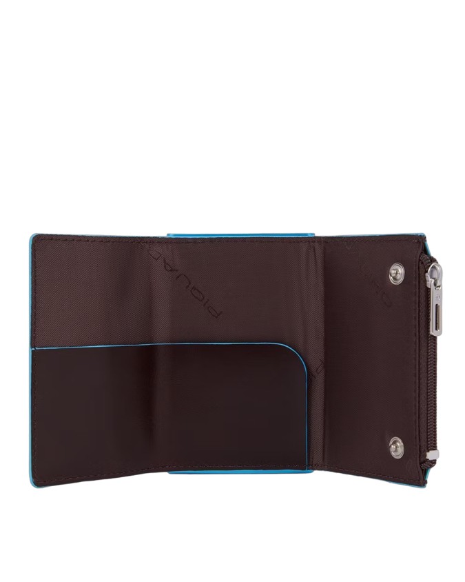 Piquadro - Portafoglio in pelle e metallo con sliding system e tasca portamonete