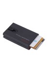 Piquadro - Portafoglio compatto in pelle e metallo RFID