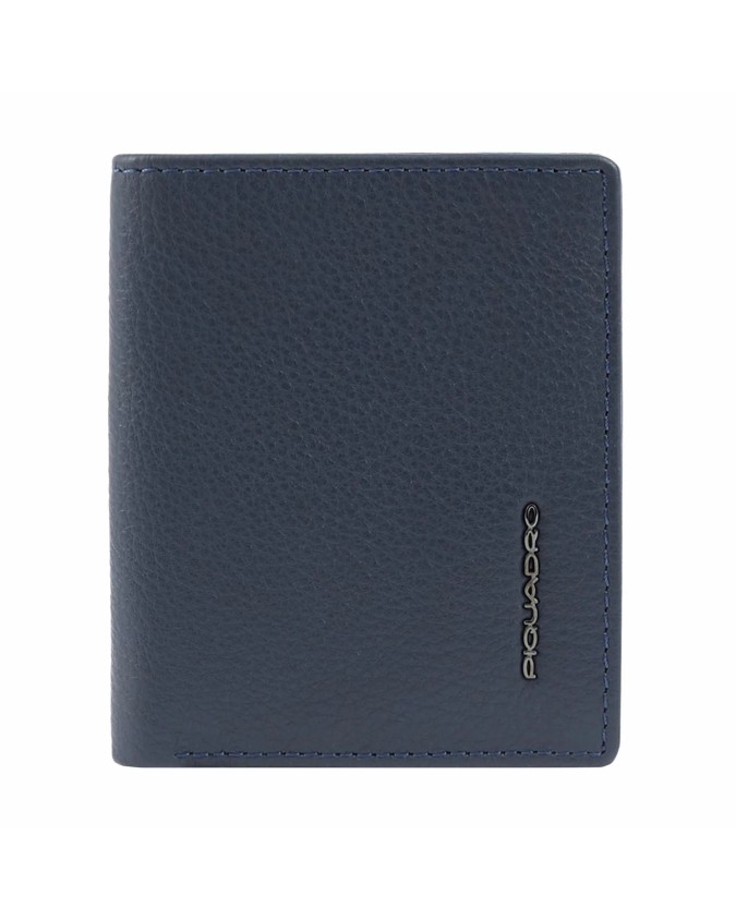 Piquadro - Portafoglio uomo con porta carte di credito verticale in pelle RFID