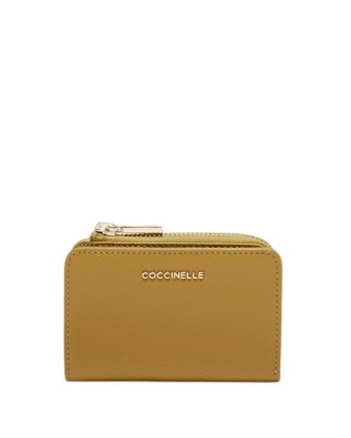 Coccinelle - Porta carte di credito compatto in pelle Metallic Soft