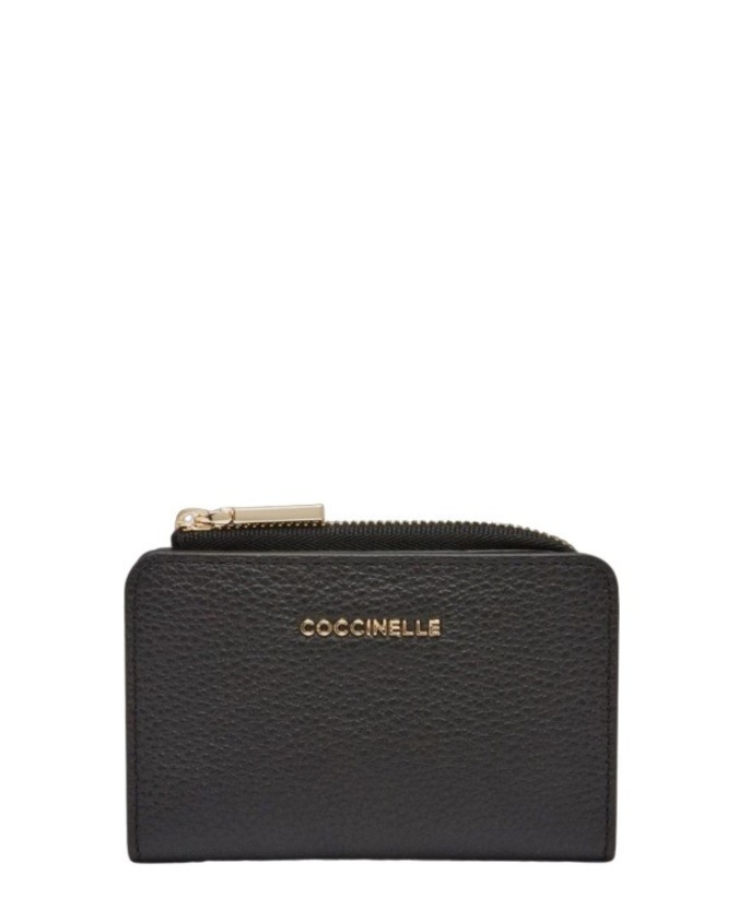 Coccinelle - Porta carte di credito compatto in pelle Metallic Soft