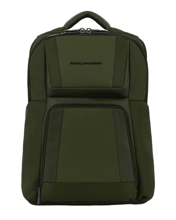  Piquadro - Zaino uomo in pelle e tessuto riciclato porta pc