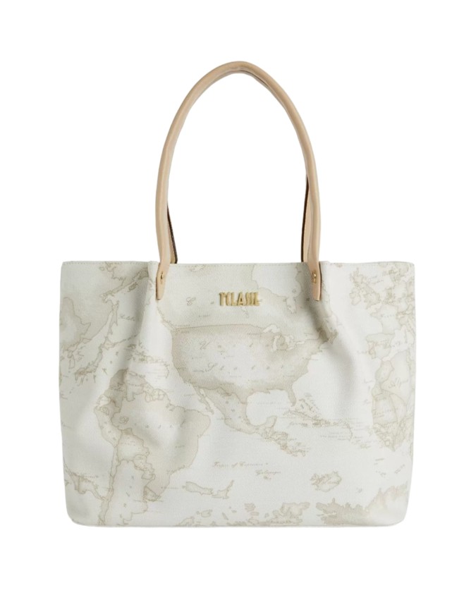 Alviero Martini Prima Classe - Borsa shopping in tessuto stampa Geo White