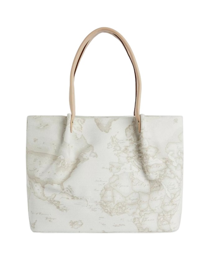 Alviero Martini Prima Classe - Borsa shopping in tessuto stampa Geo White