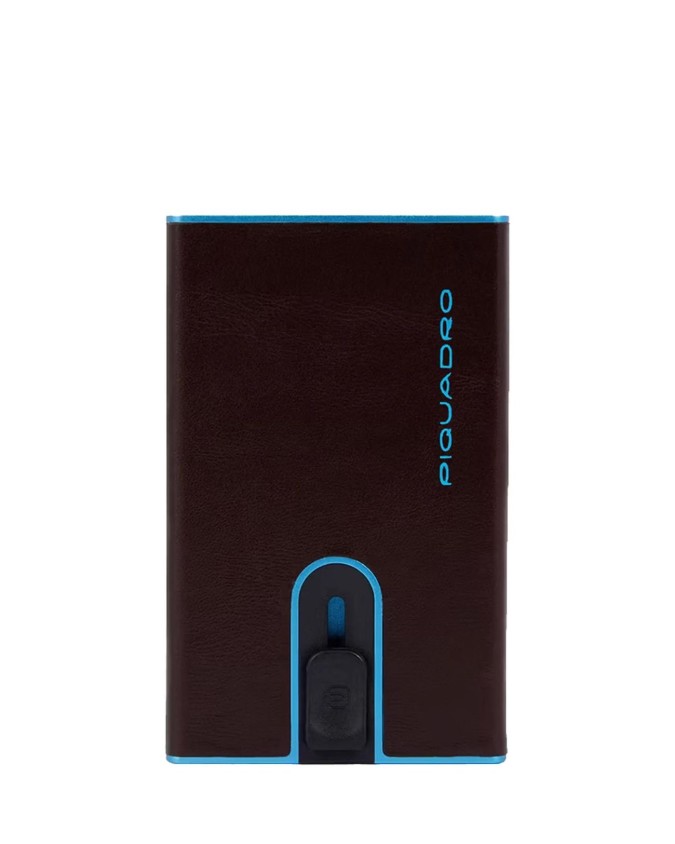  Piquadro - Porta carte di credito slim in pelle e metallo con