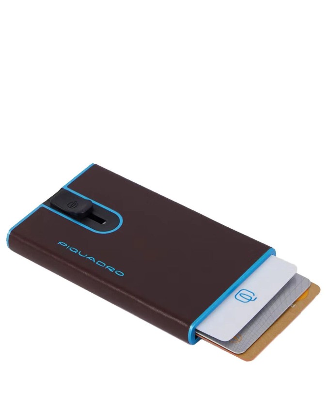  Piquadro - Porta carte di credito slim in pelle e metallo con