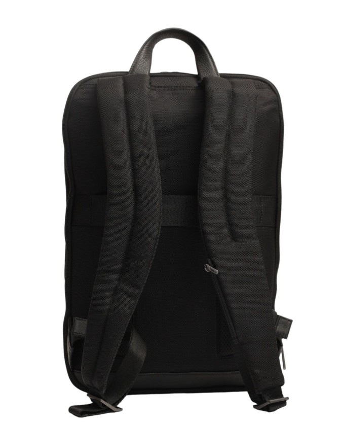 Piquadro - Zaino slim in tessuto e pelle espandibile porta pc 15.6''