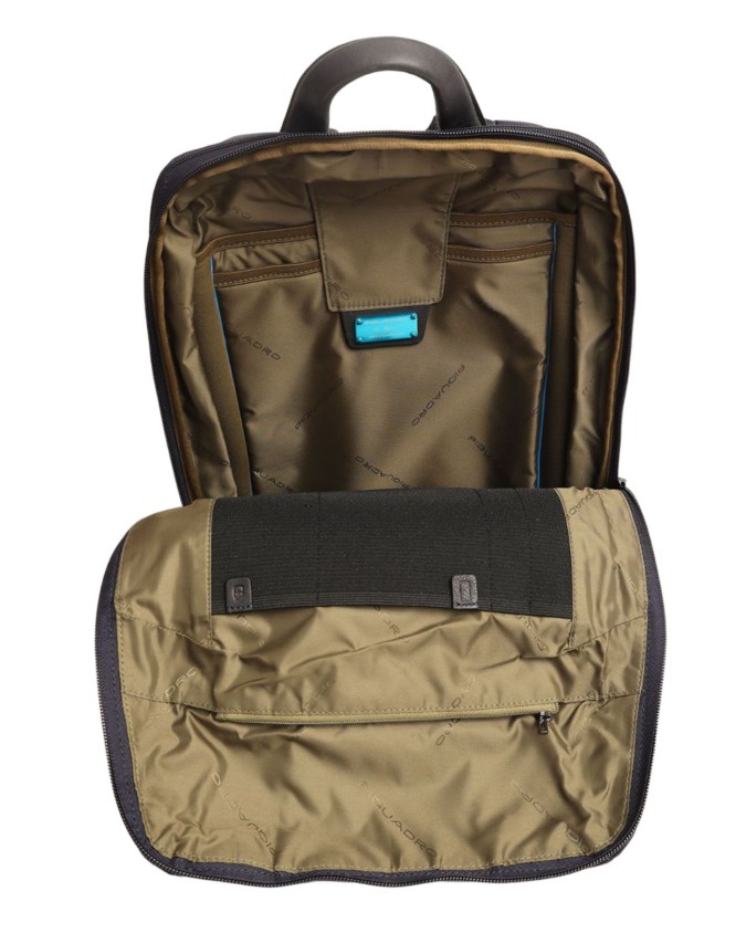 Piquadro - Zaino slim in tessuto e pelle espandibile porta pc 15.6''