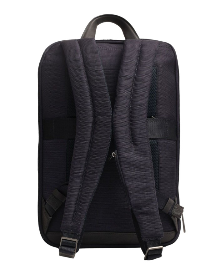  Piquadro - Zaino slim in tessuto e pelle espandibile porta pc