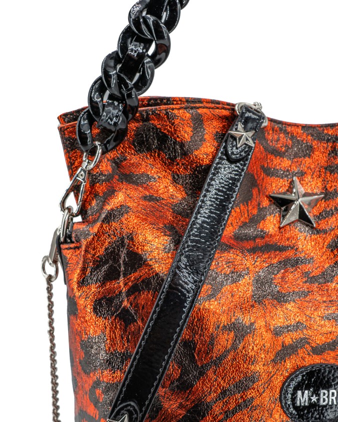 MBRC - Borsa shopper in pelle piccola con doppio manico Leo