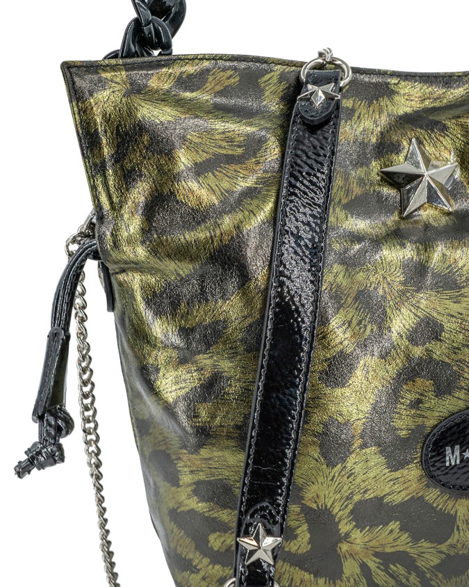 MBRC - Borsa shopper in pelle piccola con doppio manico Leo