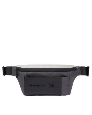 Piquadro - Marsupio uomo in pelle e tessuto riciclato RFID