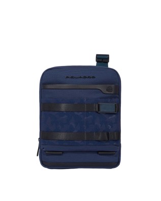 Piquadro - Borsello a tracolla uomo in pelle e tessuto riciclato per iPad®
