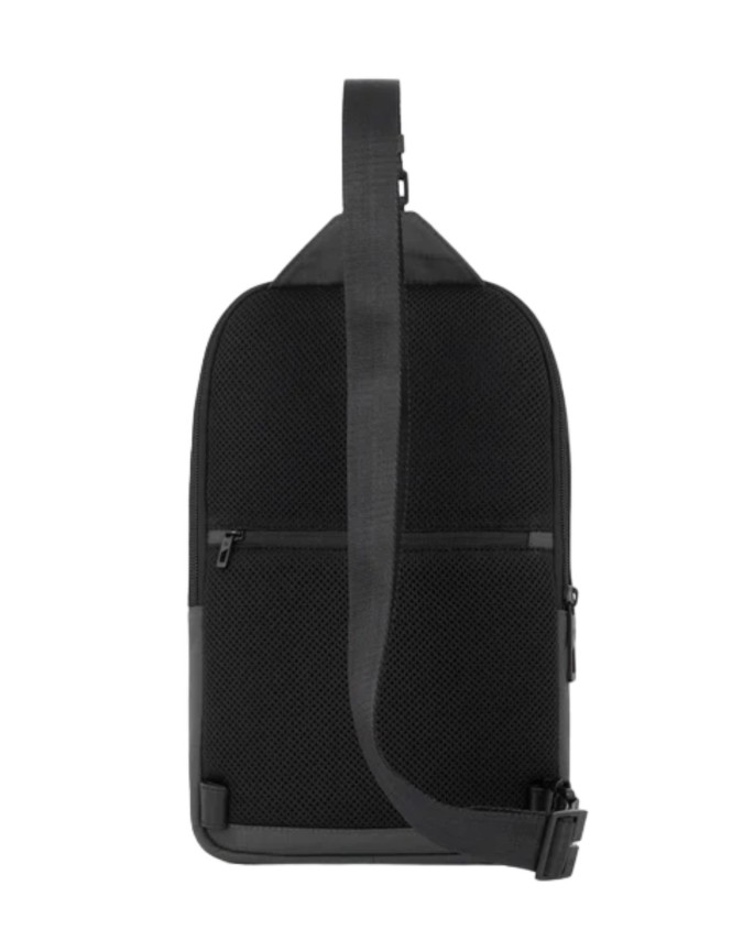  Piquadro - Zaino monospalla uomo in pelle e tessuto per