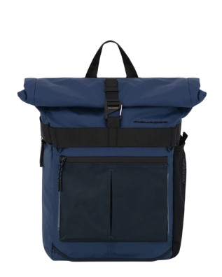 Piquadro - Zaino roll-top in tessuto riciclato da bici porta pc 15,6" con led Arne 2