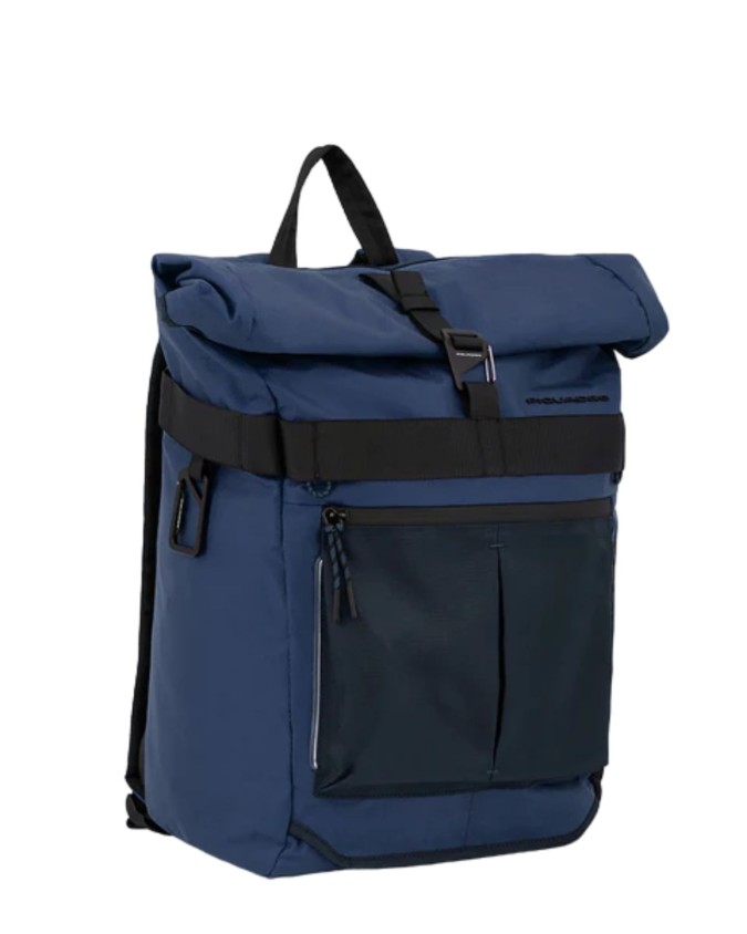  Piquadro - Zaino roll-top in tessuto riciclato da bici porta