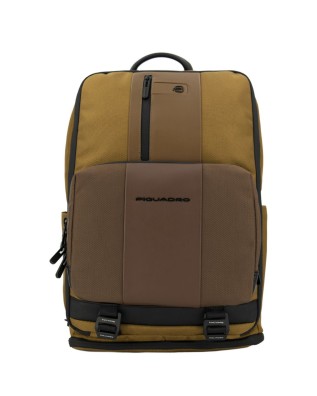 Piquadro - Zaino fast-check in pelle e tessuto porta pc 15,6" 2