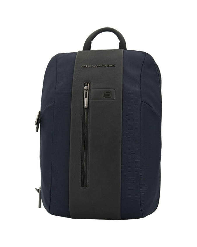 Piquadro - Zaino slim in tessuto e pelle espandibile porta pc 15''